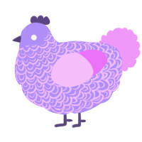 A lilac and lavender chicken with a double-lace pattern