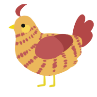 A honey and red chicken with a bar pattern