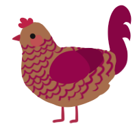 A brown and maroon chicken with a lace pattern
