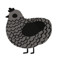 A grey and black chicken with a lace pattern