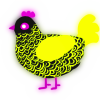A black and lime chicken with a double-lace pattern