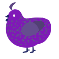 Grapes, a violet and overcast chicken with a speckle pattern