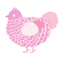 A pink and rose chicken with a lace pattern