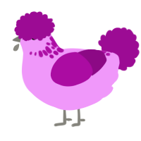 A lavender and plum chicken with a neck-speckle pattern