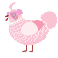 A rose chicken with a lace pattern