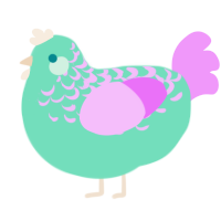 A mint and lavender chicken with a half-lace pattern