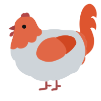 A mist and vermilion chicken with a head pattern