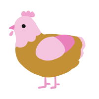 A gold and pink chicken with a head pattern