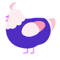 A indigo and rose chicken with a head pattern