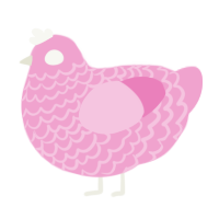 A pink chicken with a lace pattern