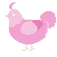 A pink chicken with a head pattern