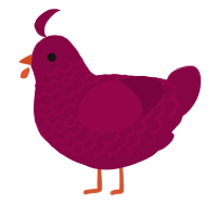 A maroon chicken with a lace pattern