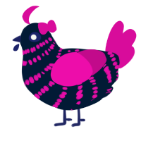 A tumblr and fuchsia chicken with a bar pattern