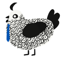 A white and black chicken with a double-lace pattern