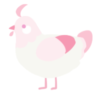 A white and rose chicken with a head pattern