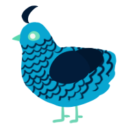 Ene, a cerulean and tumblr chicken with a lace pattern