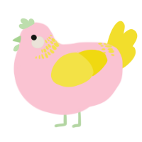 A rose and yellow chicken with a neck-band pattern