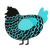 A black and aqua chicken with a lace pattern