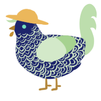 A navy and gluppy chicken with a double-lace pattern