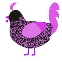 A sable and orchid chicken with a double-lace pattern