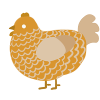 天ぷら, a orange and beige chicken with a lace pattern