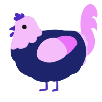 A navy and lavender chicken with a head pattern