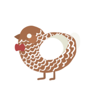 A brown and white chicken with a lace pattern