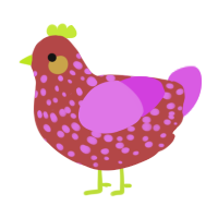 (unnamed), a red and orchid chicken with a speckle pattern