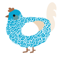 A cerulean and cream chicken with a double-lace pattern
