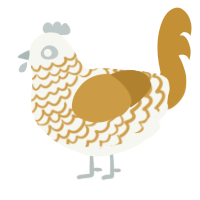 A white and gold chicken with a lace pattern