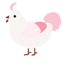 A white and rose chicken with a lace pattern