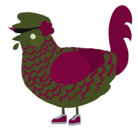 A olive and maroon chicken with a lace pattern