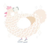 A cream chicken with a lace pattern