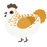 A white and orange chicken with a half-lace pattern