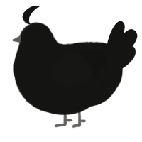 A black chicken with a lace pattern