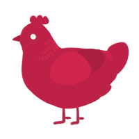 A crimson chicken with a neck-band pattern