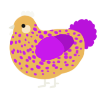 A honey and amethyst chicken with a speckle pattern