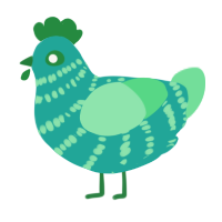A turquoise and spring chicken with a bar pattern