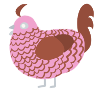 A pink and russet chicken with a lace pattern