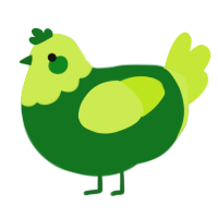 A leaf and lime chicken with a head pattern