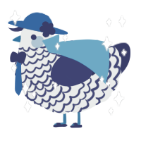 A silver and navy chicken with a lace pattern