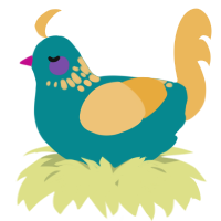 A teal and honey chicken with a neck-speckle pattern