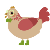 A beige and red chicken with a neck-speckle pattern