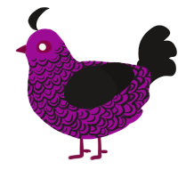 A plum and sable chicken with a double-lace pattern