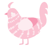 A rose chicken with a bar pattern