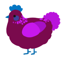 A wine and amethyst chicken with a neck-speckle pattern