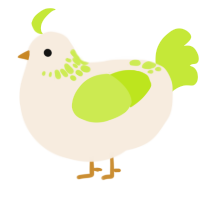 A cream and lime chicken with a neck-speckle pattern