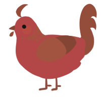 A red and russet chicken with a neck-speckle pattern