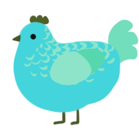 A aqua and mint chicken with a half-lace pattern