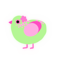 A gluppy and pink chicken with a neck-speckle pattern